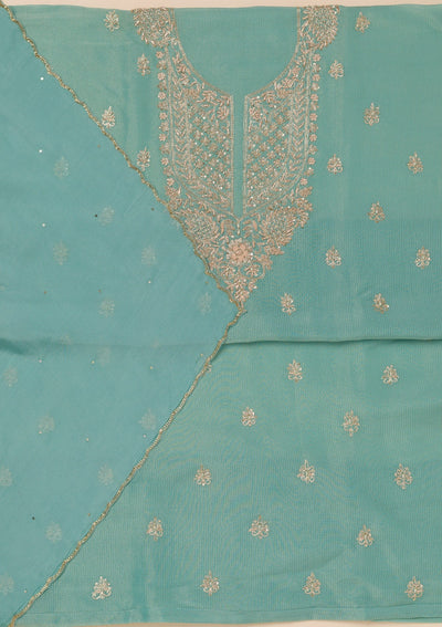 Sea Green Cutdana Tissue Unstitched Salwar Suit-Koskii