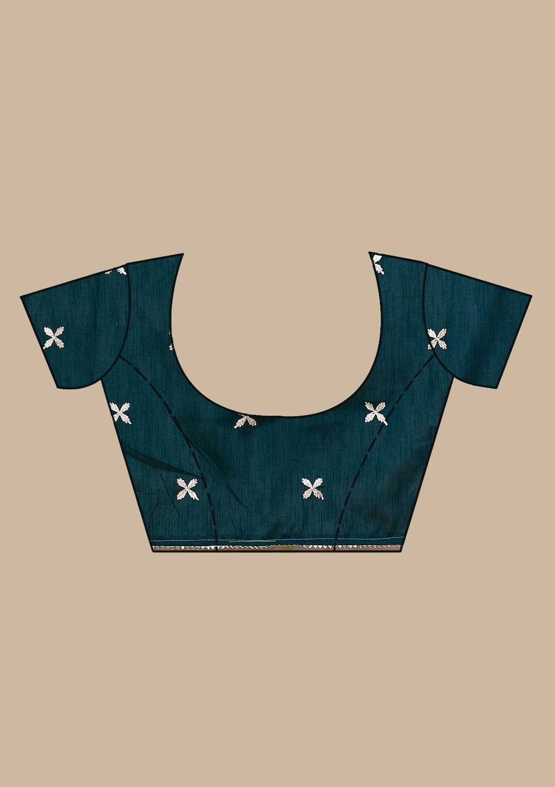 Sea Green Gotapatti Semi Crepe Saree-Koskii