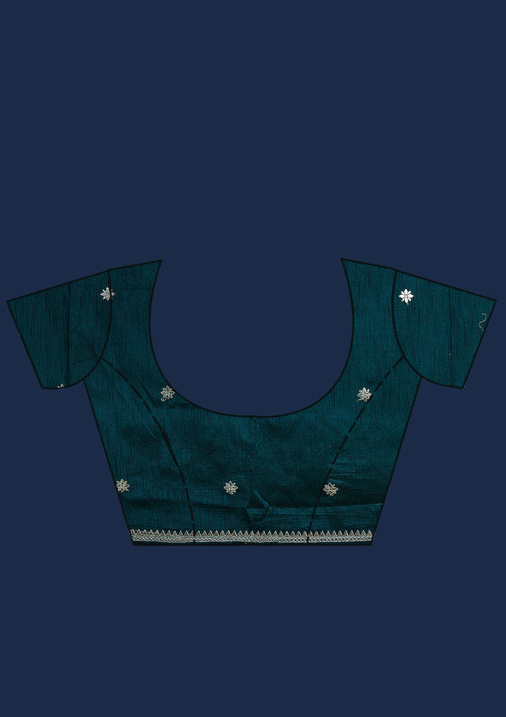 Sea Green Gotapatti Tissue Saree-Koskii