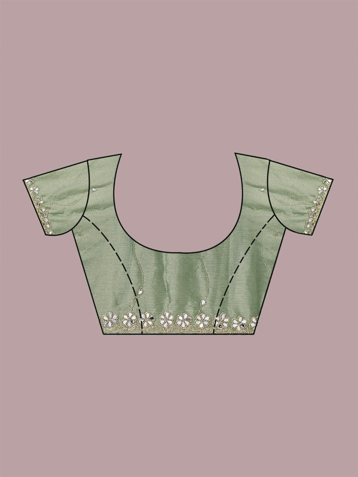 Sea Green Mirrorwork Georgette Saree-Koskii