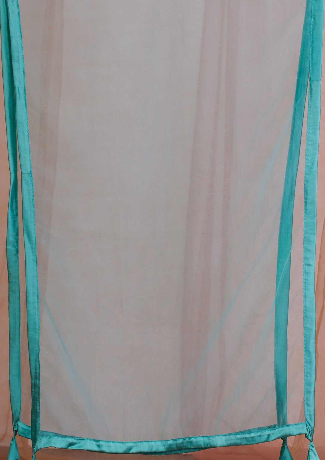 Sea Green Mirrorwork Net Readymade Lehenga-Koskii