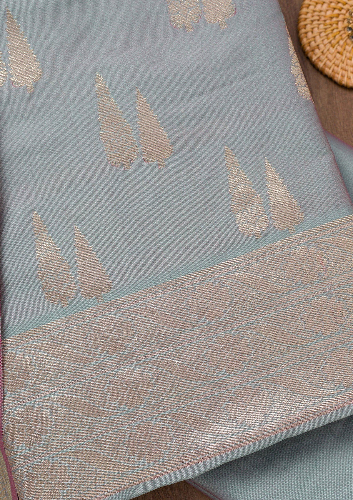 Sea Green Printed Banarasi Unstitched Salwar Suit-Koskii