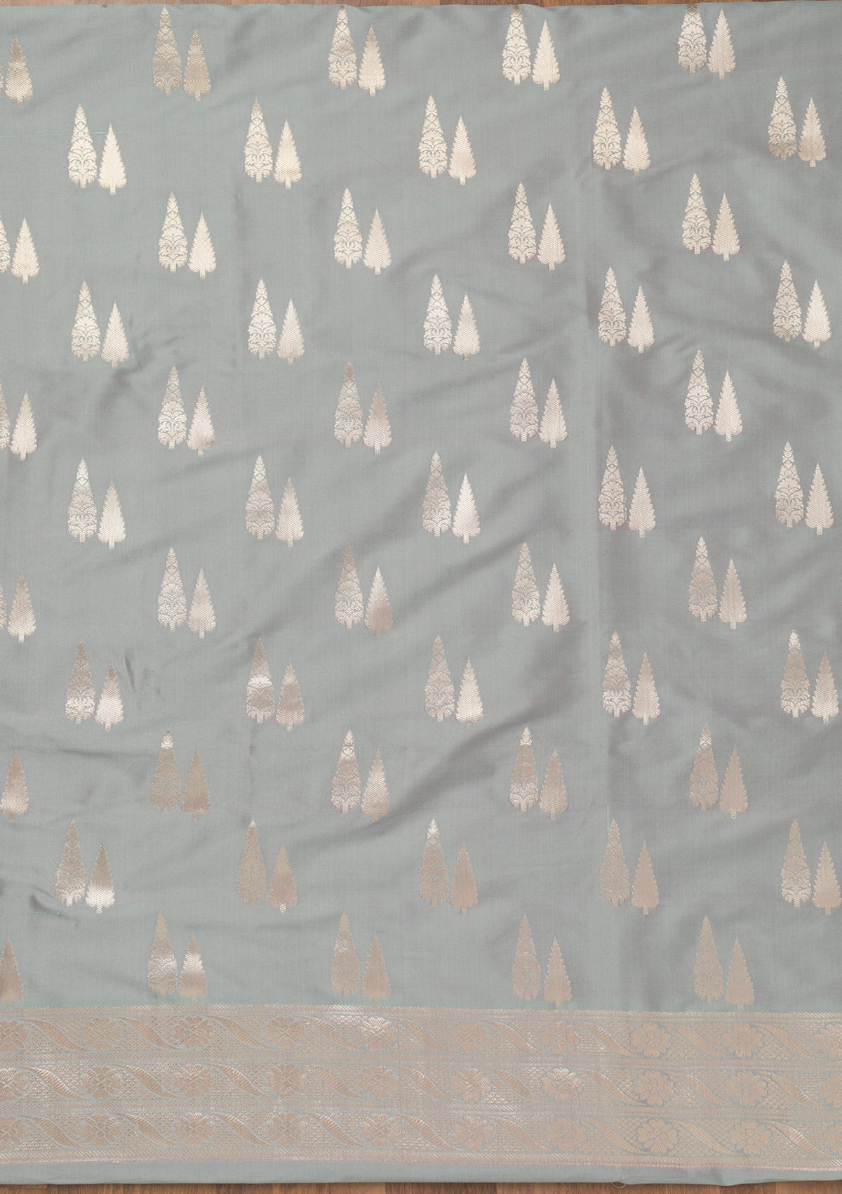 Sea Green Printed Banarasi Unstitched Salwar Suit-Koskii