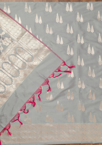Sea Green Printed Banarasi Unstitched Salwar Suit-Koskii