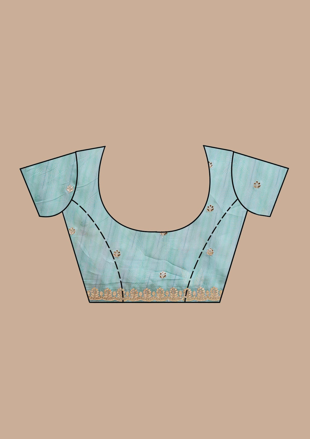 Sea Green Printed Organza Saree-Koskii