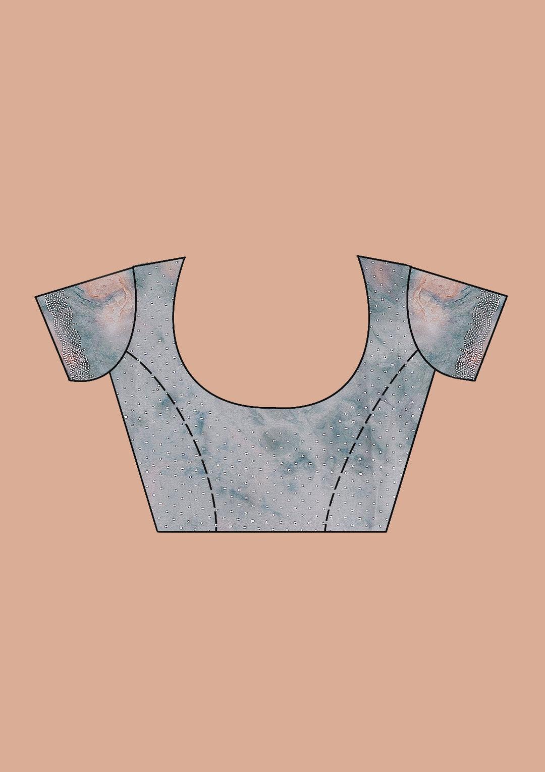 Sea Green Printed Satin Saree-Koskii