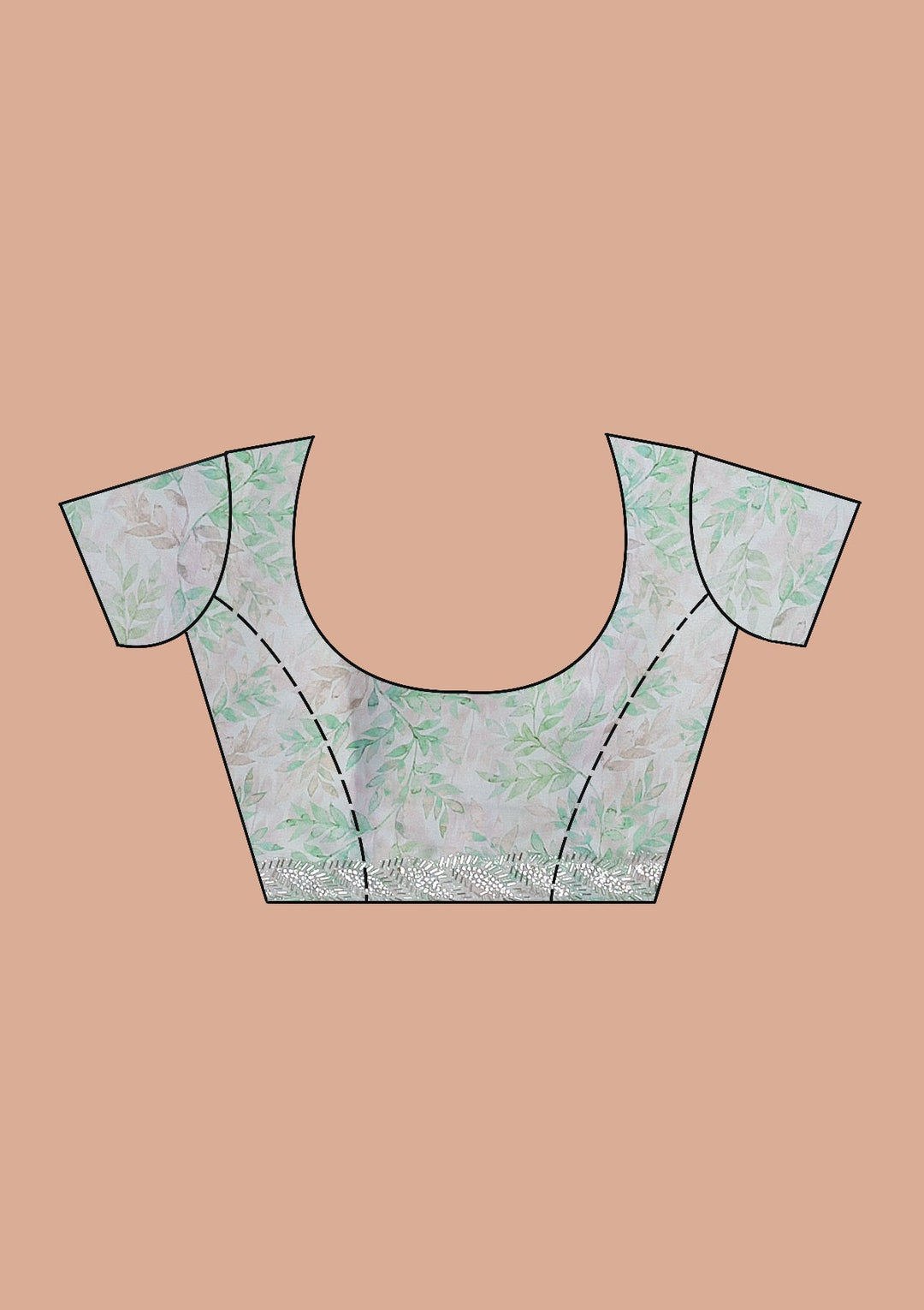 Sea Green Printed Satin Saree-Koskii