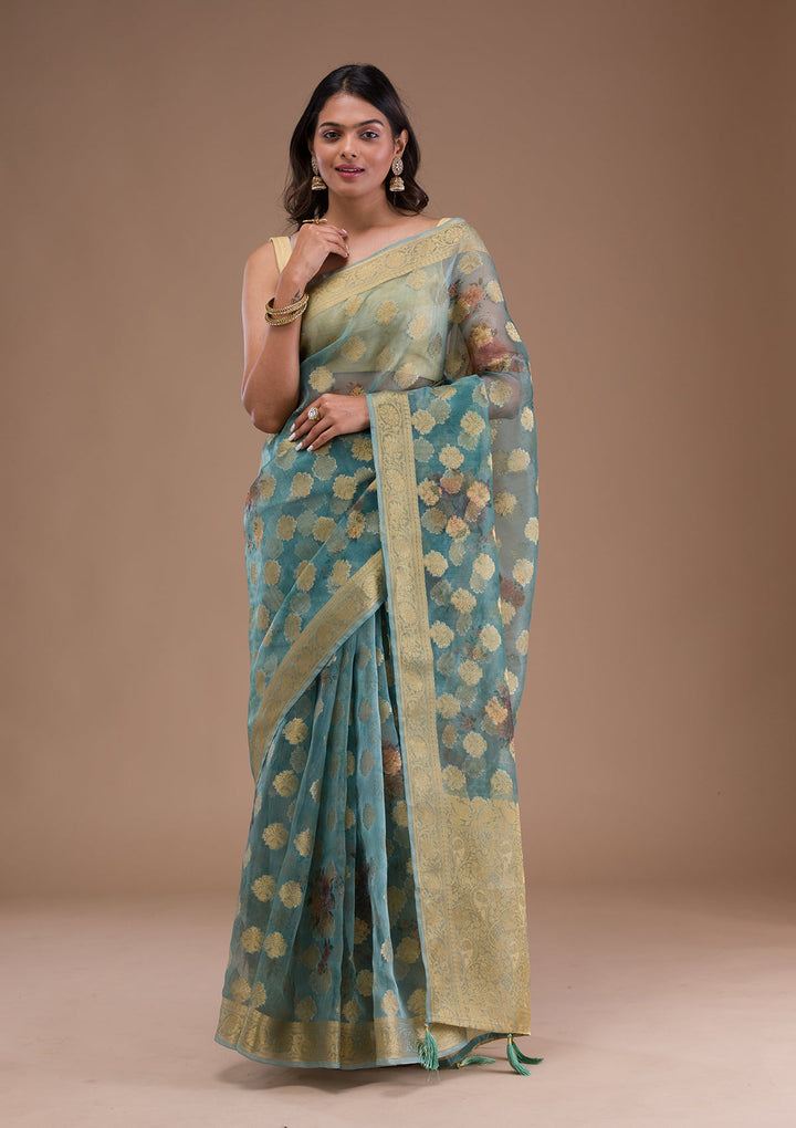 Red Sequins Raw Silk Designer Saree-Koskii