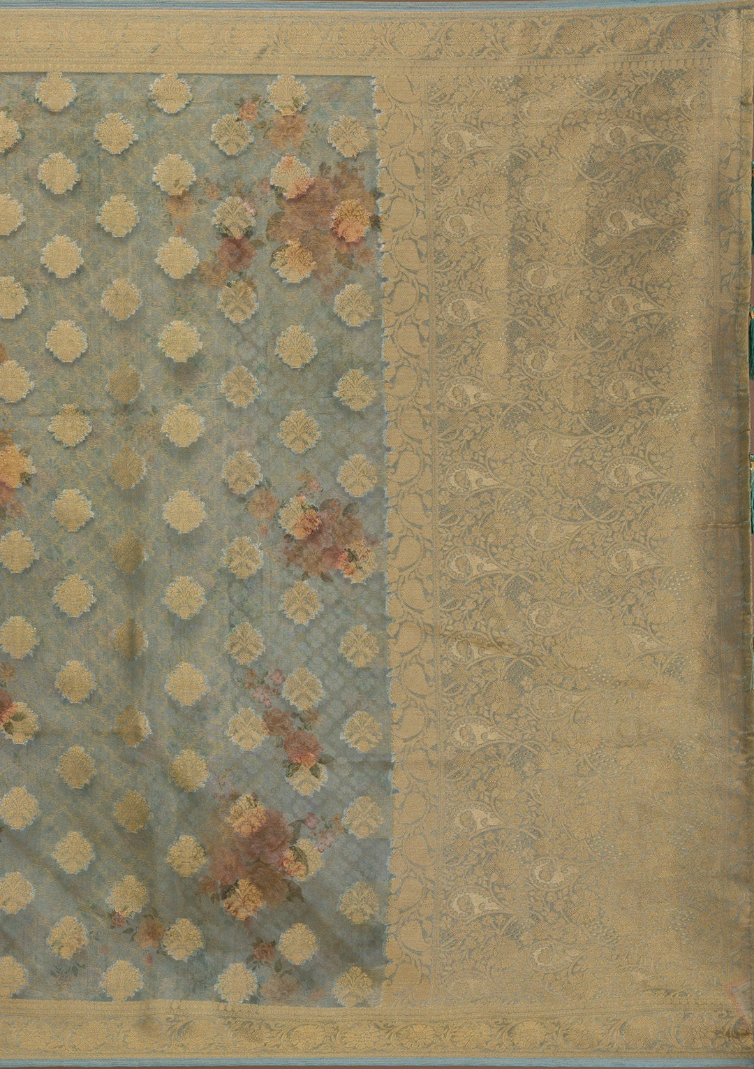 Light Grey Sequins Georgette Designer Saree-Koskii