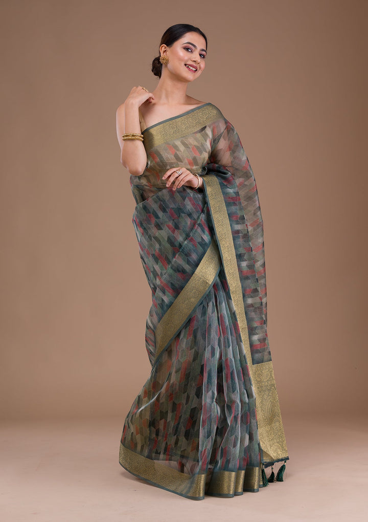 Red Sequins Raw Silk Designer Saree-Koskii