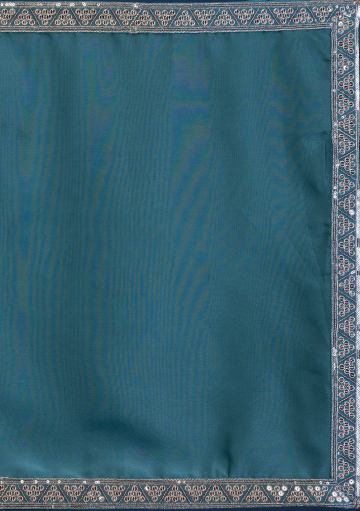 Sea Green Sequins Georgette Readymade Lehenga-Koskii