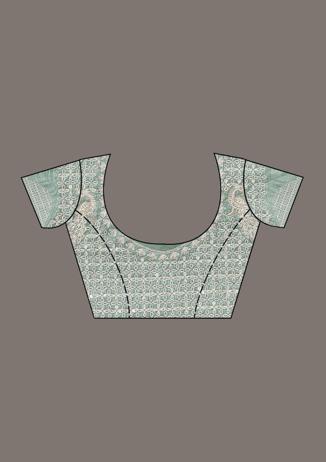 Sea Green Sequins Tissue Saree-Koskii