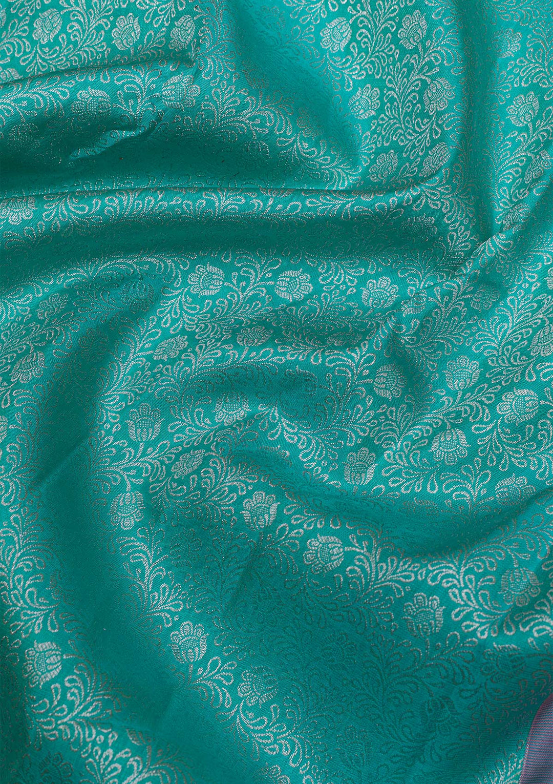 Sea Green Silver Zariwork Pure Silk Saree-Koskii