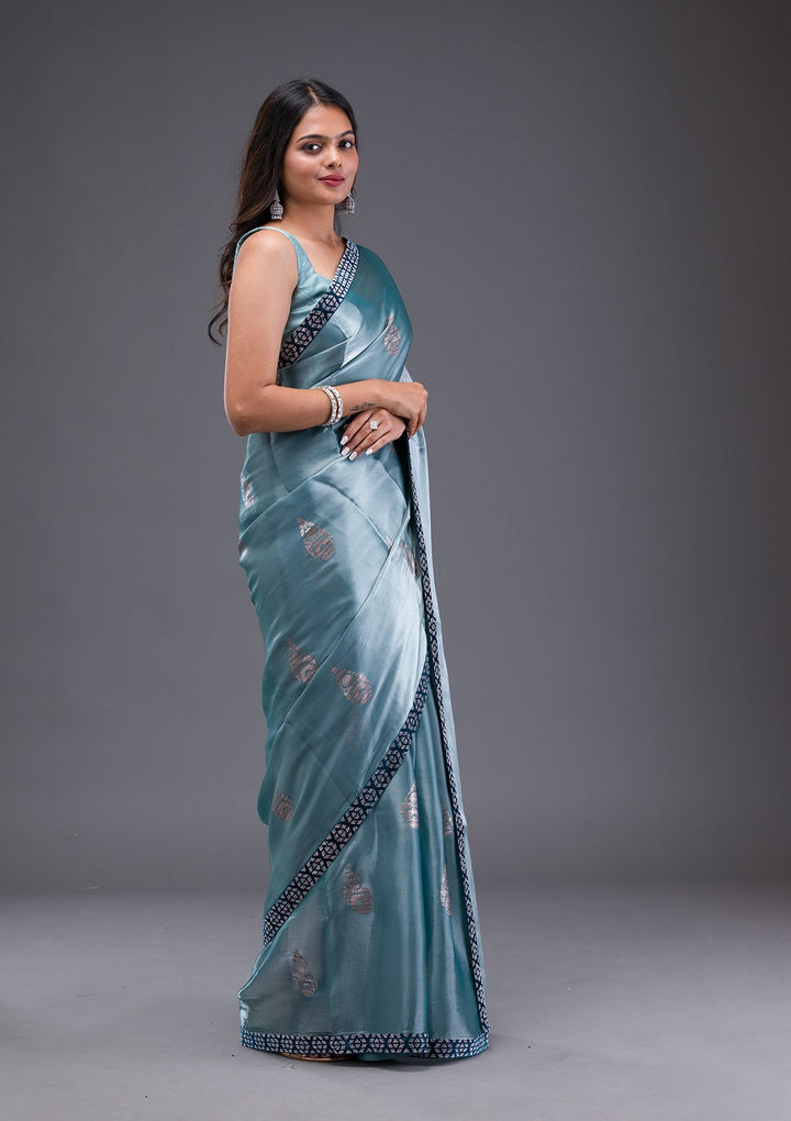 Peach Stonework Georgette Designer Saree-Koskii