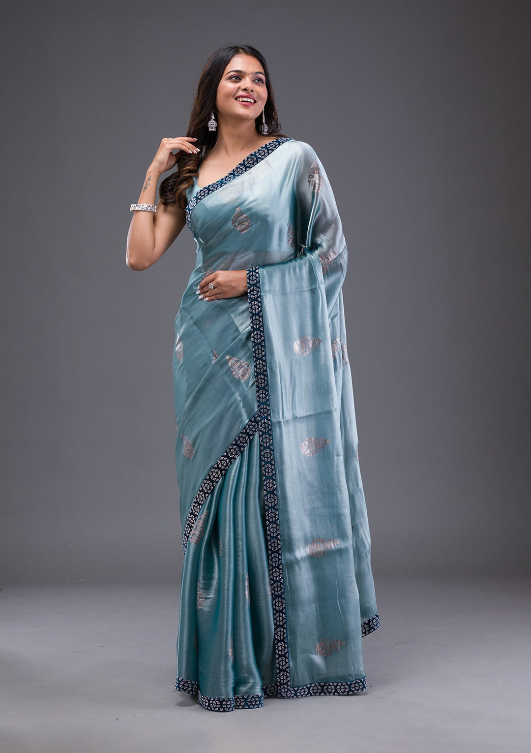 Lavender Stonework Crepe Designer Saree-Koskii