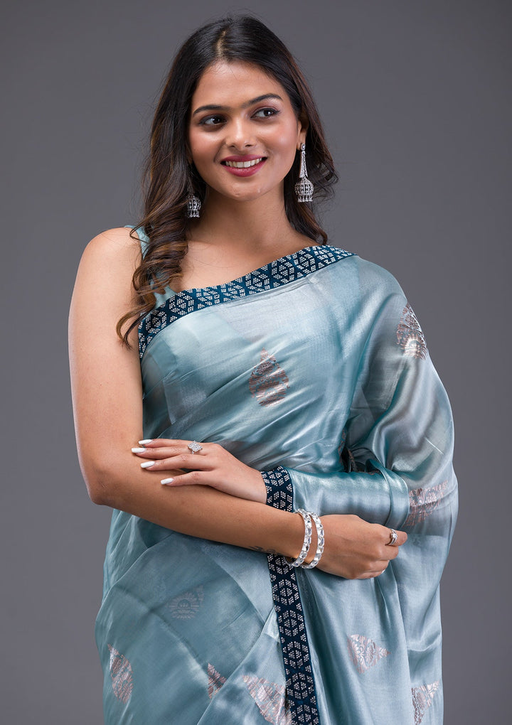 Peach Stonework Georgette Designer Saree-Koskii