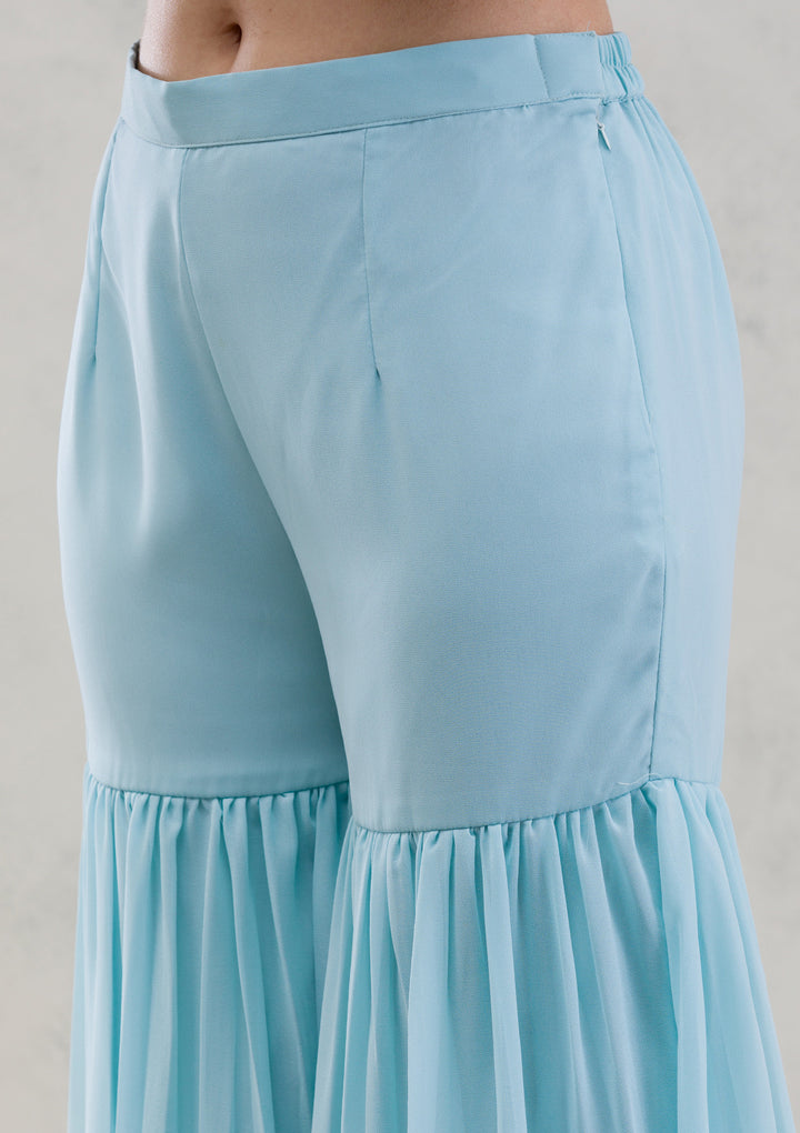Sky Blue Stonework Georgette Readymade Salwar Kameez
