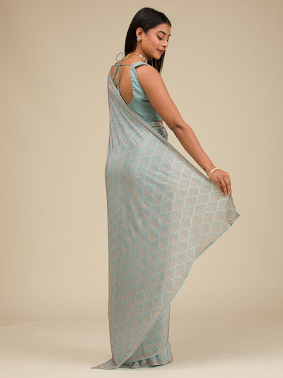 Sea Green Stonework Georgette Saree-Koskii