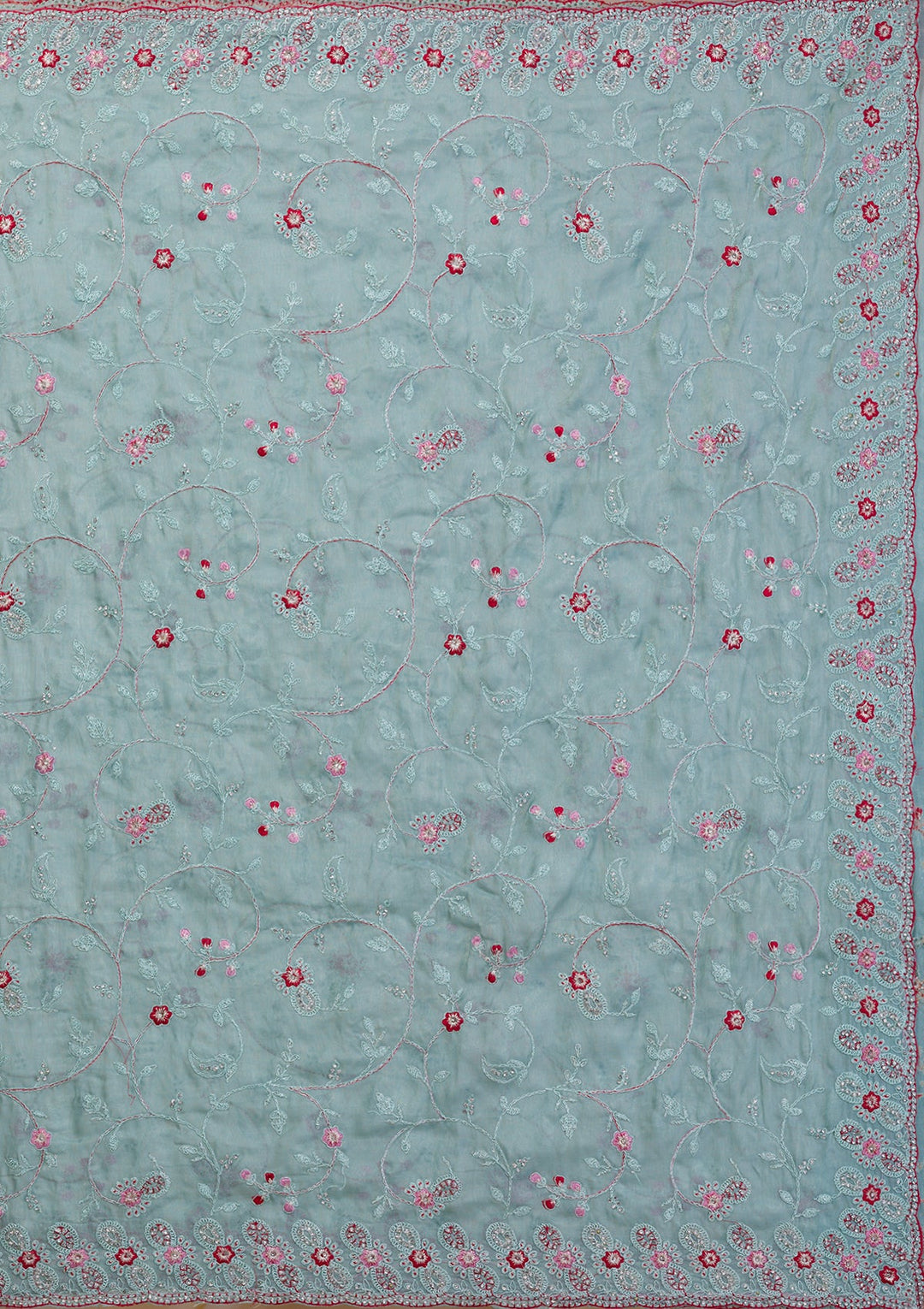Sea Green Stonework Net Saree-Koskii