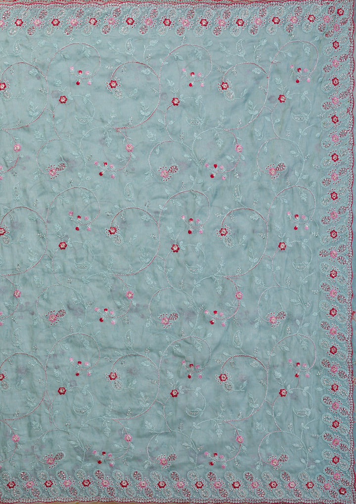 Sea Green Stonework Net Saree-Koskii
