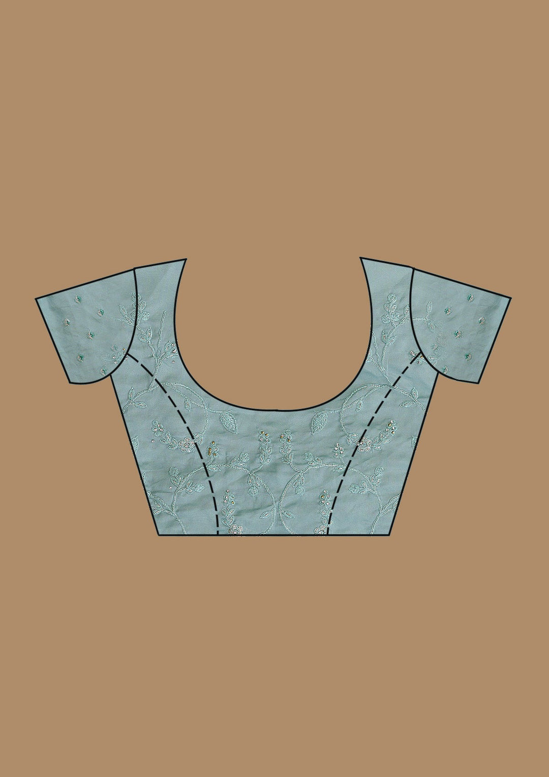 Sea Green Stonework Net Saree-Koskii