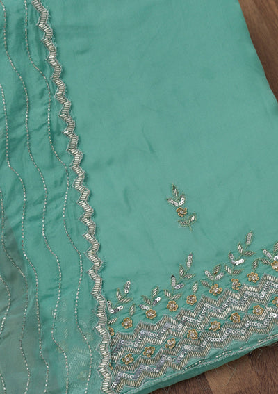 Sea Green Stonework Tissue Unstitched Salwar Suit-Koskii