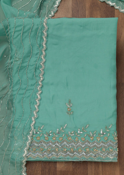 Sea Green Stonework Tissue Unstitched Salwar Suit-Koskii