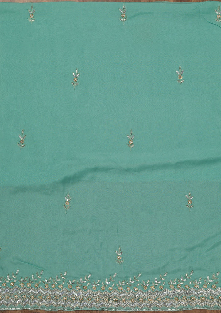 Sea Green Stonework Tissue Unstitched Salwar Suit-Koskii