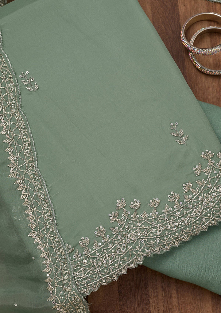 Sea Green Stonework Tissue Unstitched Salwar Suit-Koskii