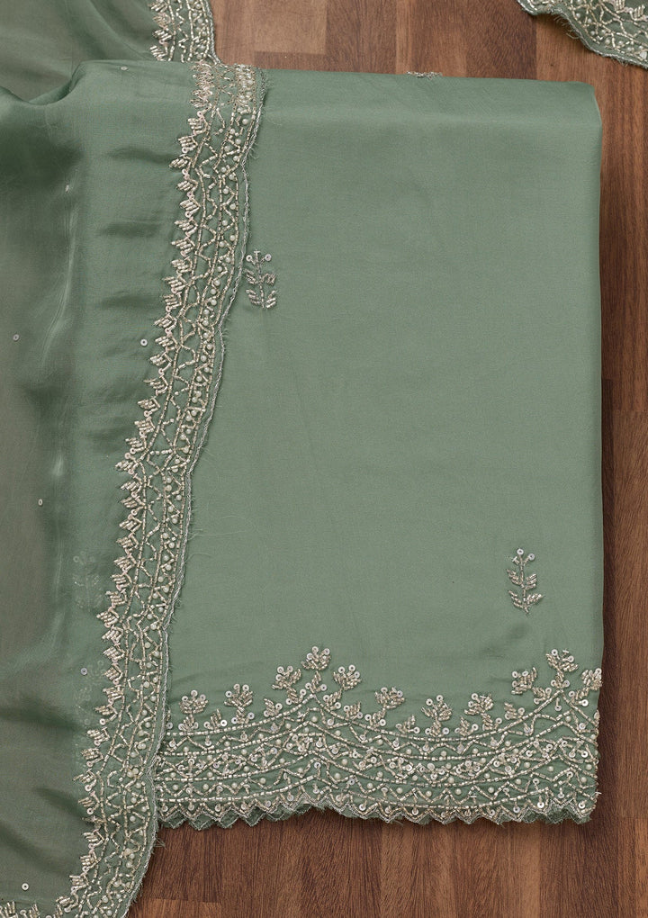 Sea Green Stonework Tissue Unstitched Salwar Suit-Koskii