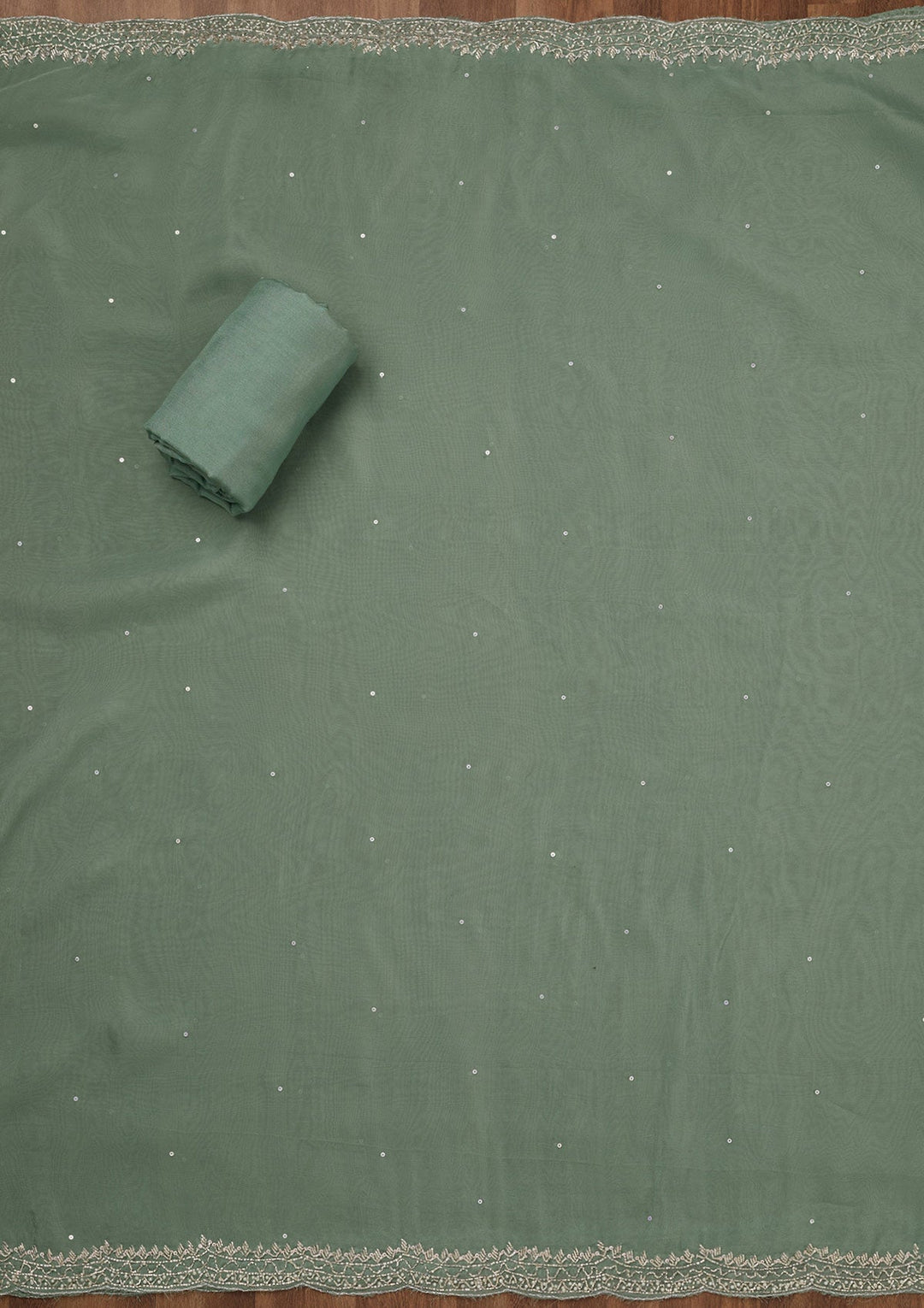 Sea Green Stonework Tissue Unstitched Salwar Suit-Koskii