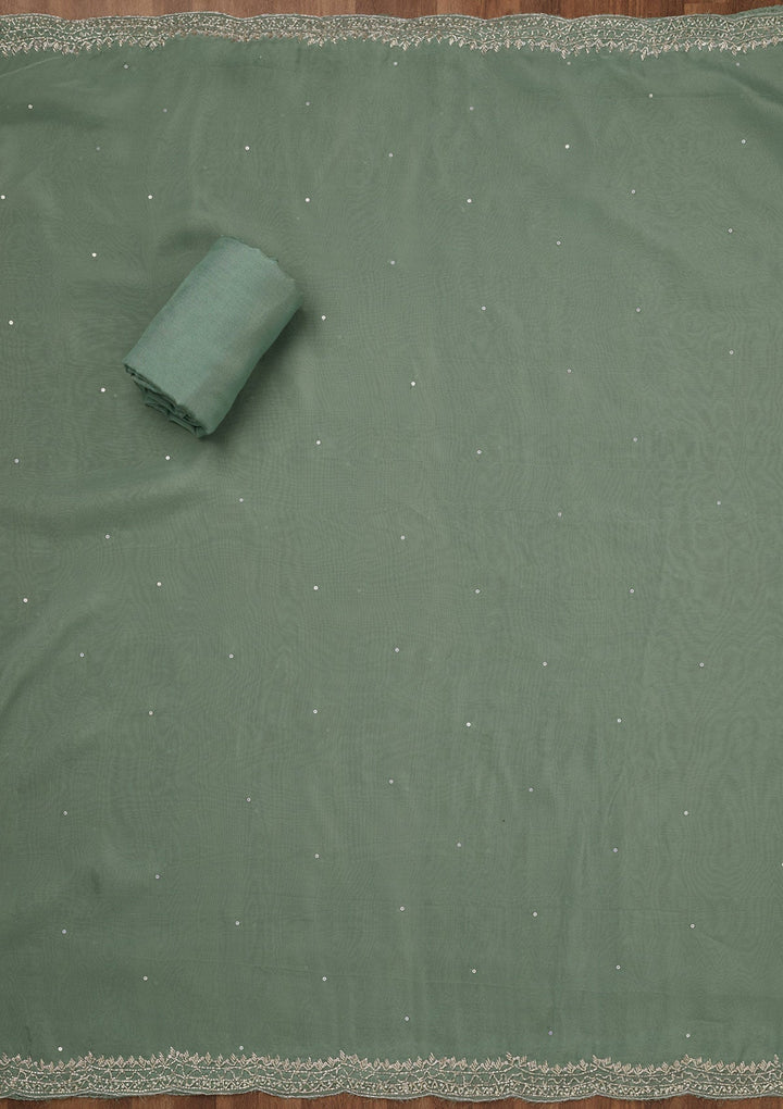 Sea Green Stonework Tissue Unstitched Salwar Suit-Koskii