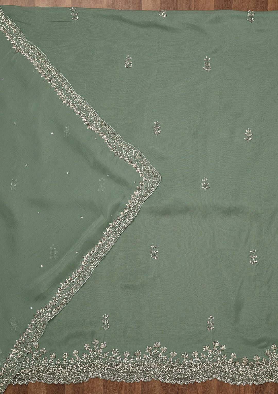 Sea Green Stonework Tissue Unstitched Salwar Suit-Koskii