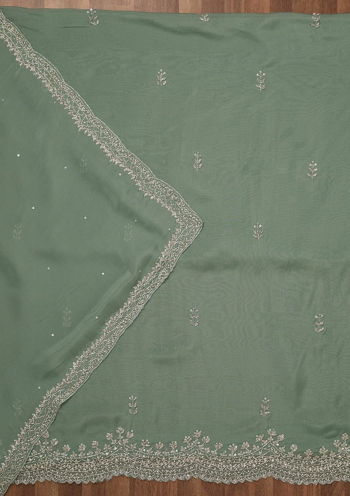 Sea Green Stonework Tissue Unstitched Salwar Suit-Koskii