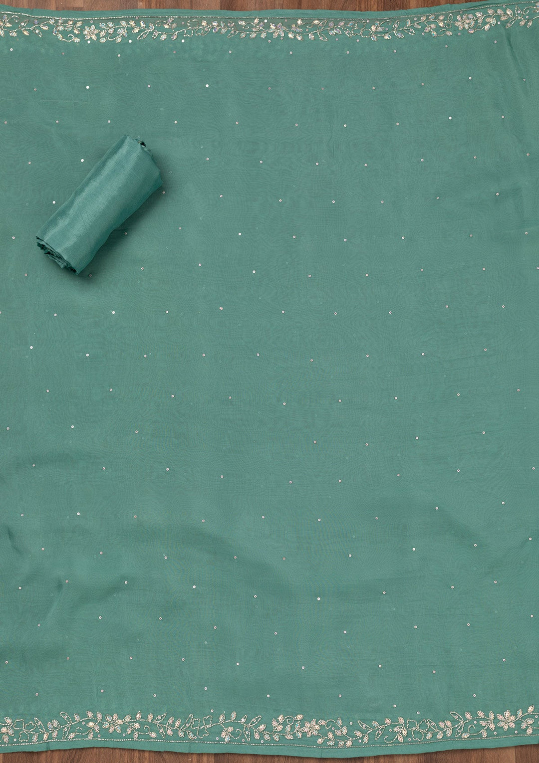 Sea Green Stonework Tissue Unstitched Salwar Suit-Koskii