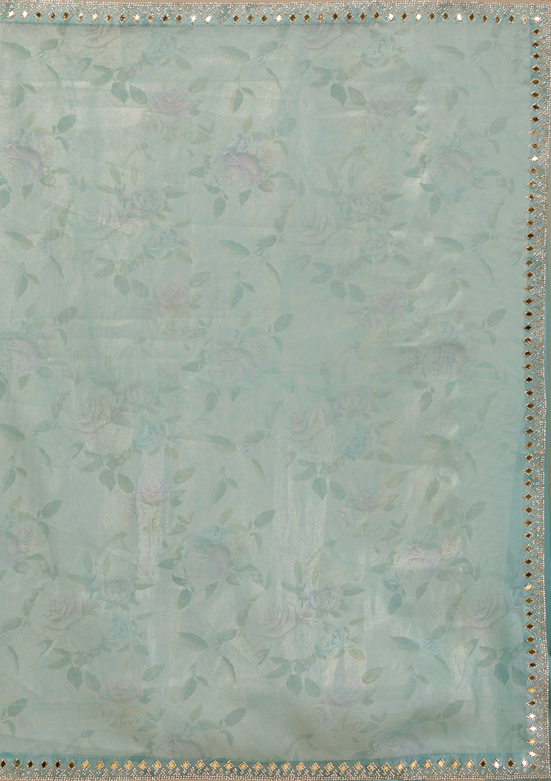 Sea Green Stonework Tissue Saree-Koskii