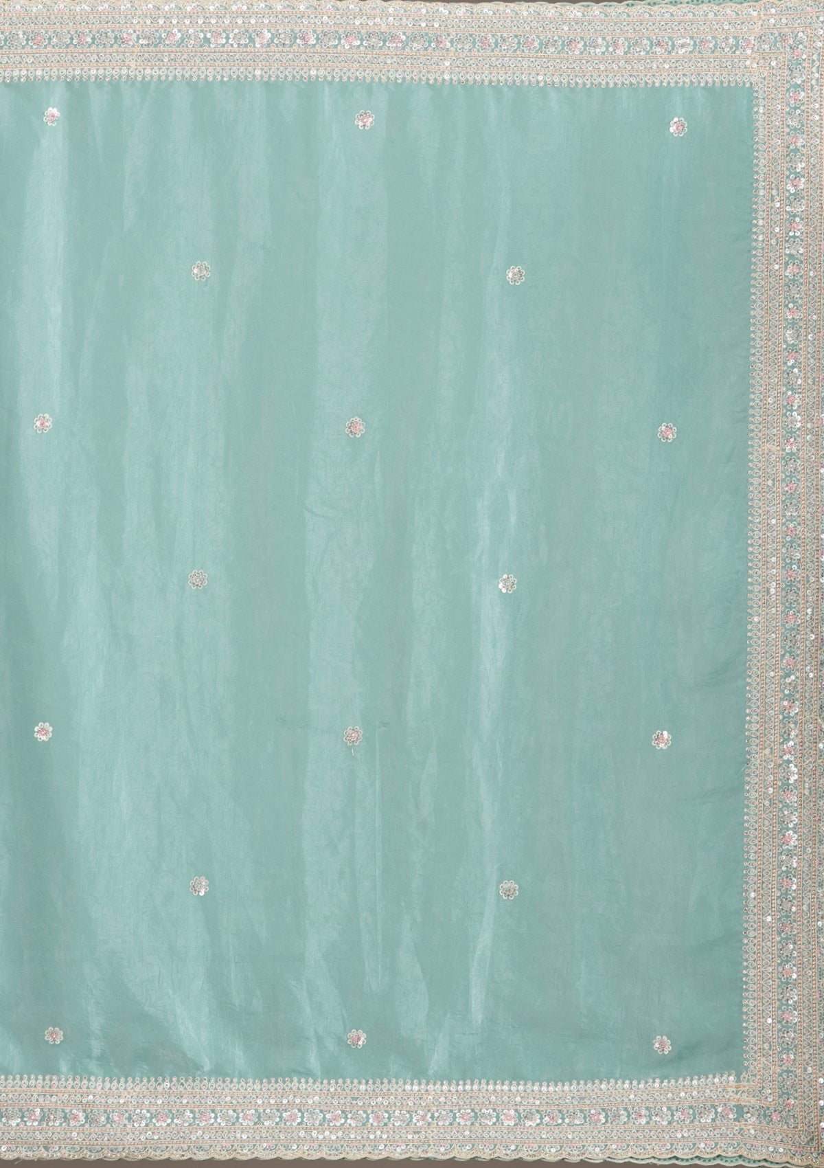 Sea Green Stonework Tissue Saree-Koskii