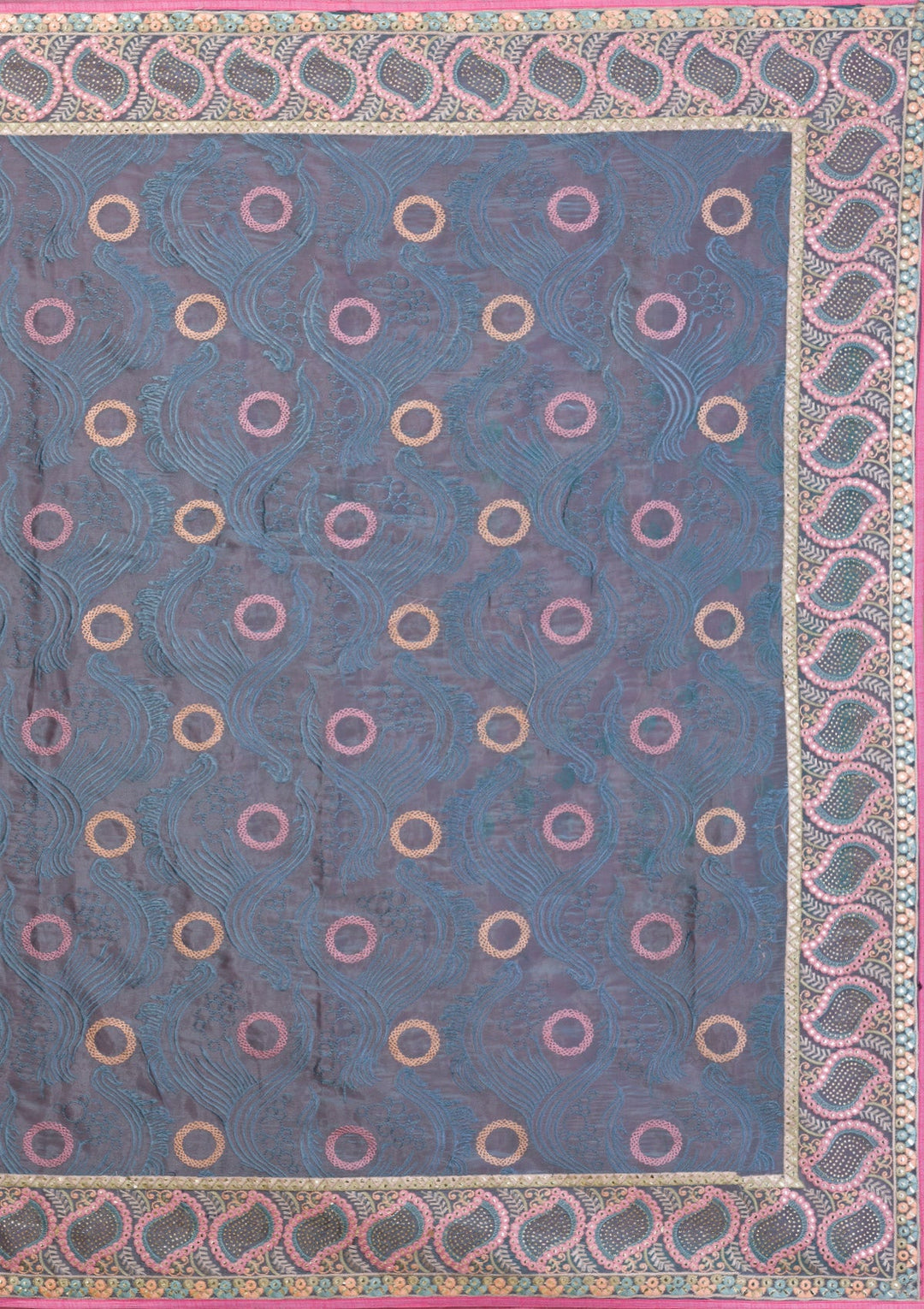 Sea Green Swarovski Chiffon Saree-Koskii