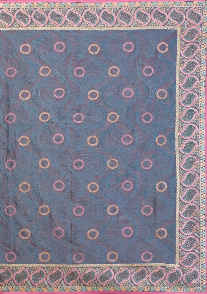 Sea Green Swarovski Chiffon Saree-Koskii