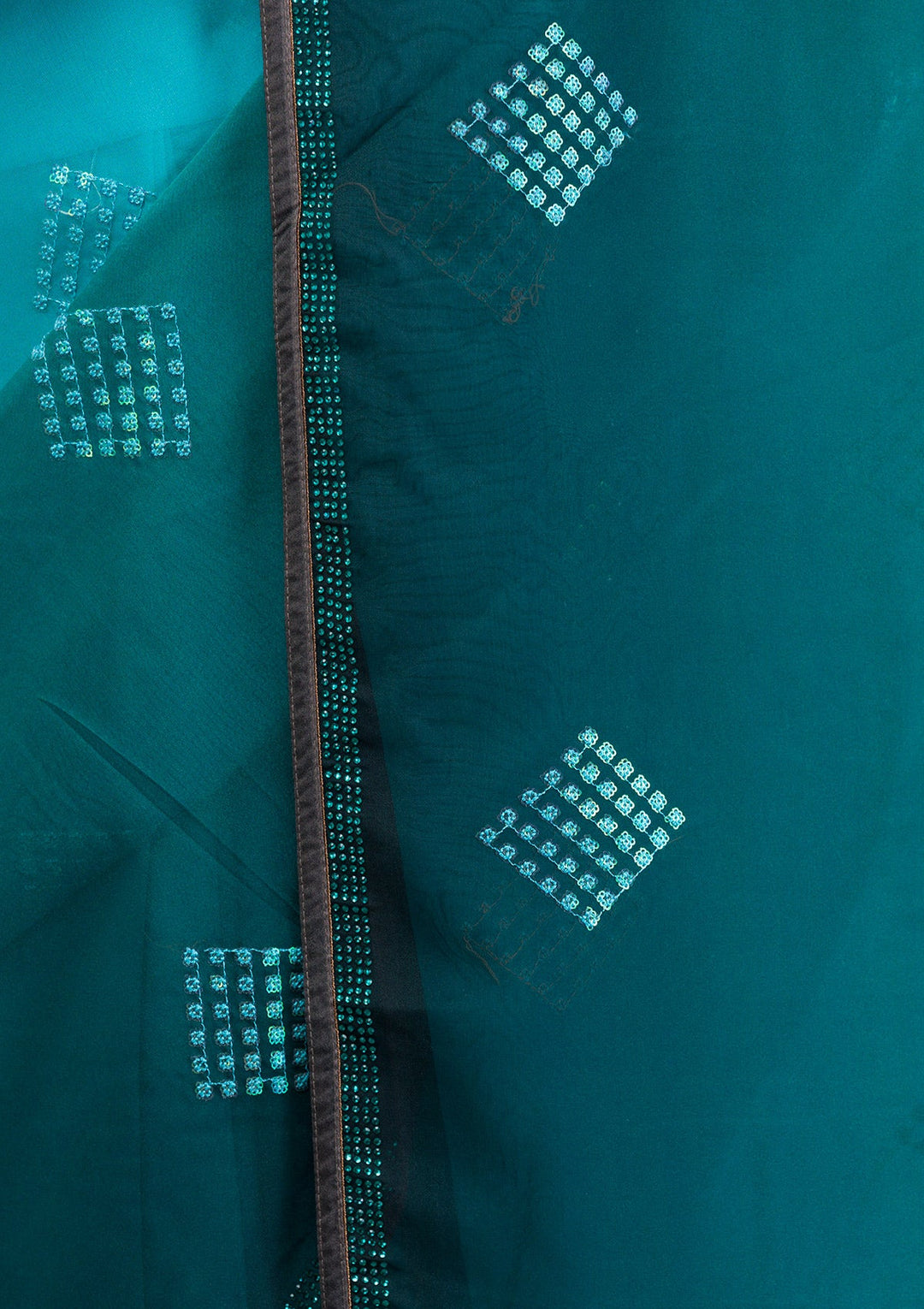Sky Blue Stonework Satin Designer Saree-Koskii