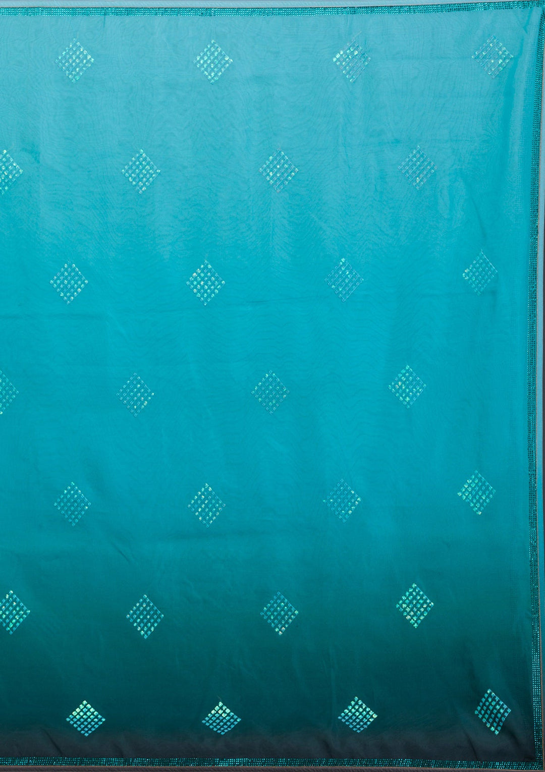Sea Green Sequins Georgette Designer Saree-Koskii