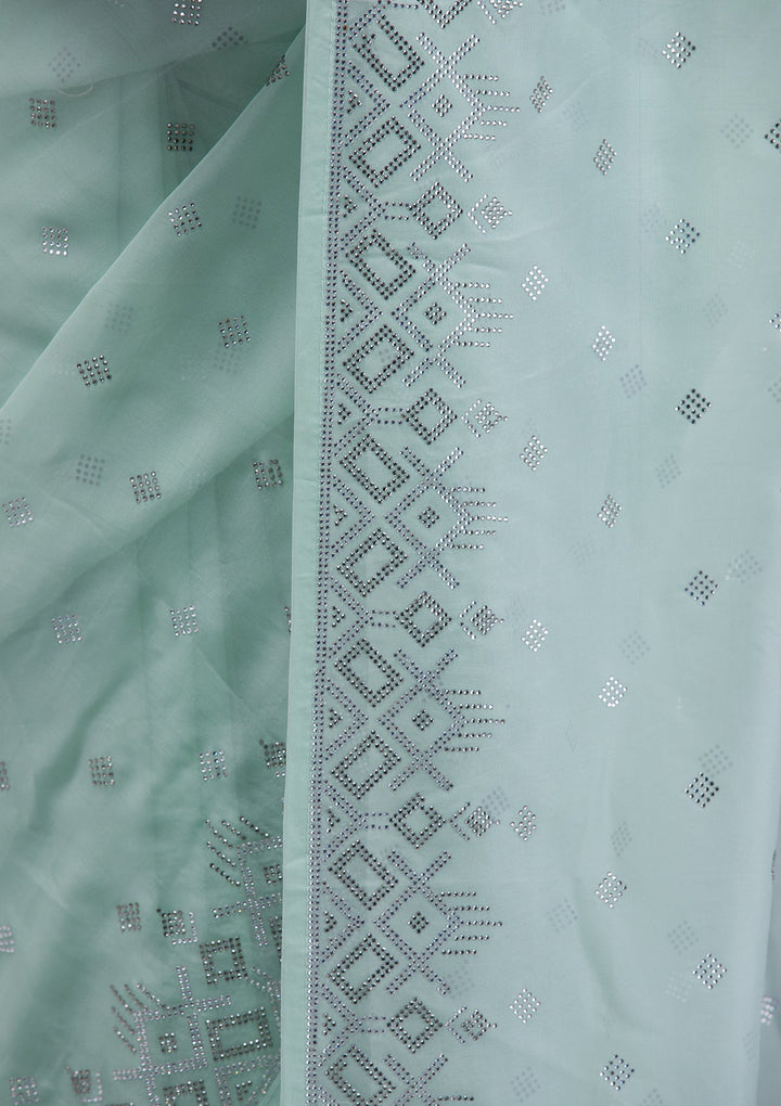 Grey Threadwork Shimmer Designer Saree-Koskii