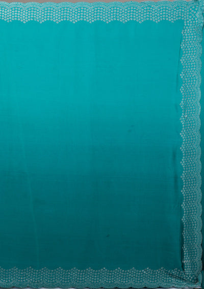 Sea Green Swarovski Satin Saree-Koskii