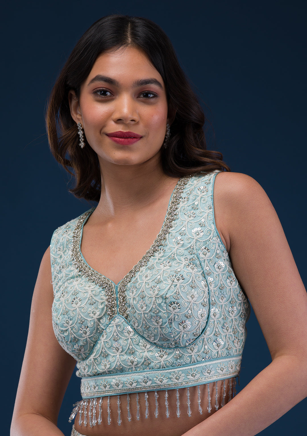Sea Green Cutdana Net Readymade Lehenga