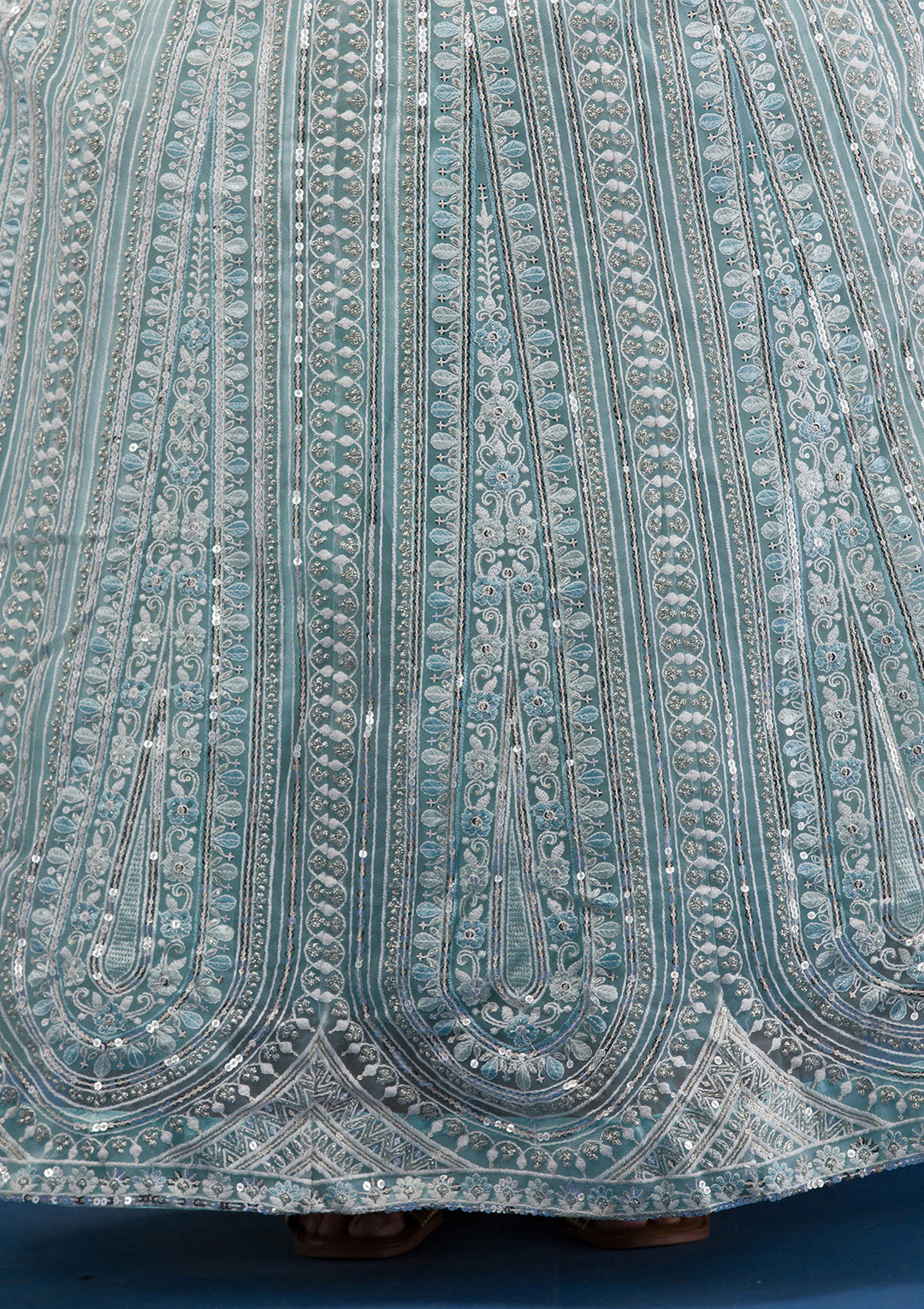 Sea Green Cutdana Net Readymade Lehenga