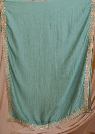 Sea Green Zariwork Art Silk Readymade Salwar Suit-Koskii