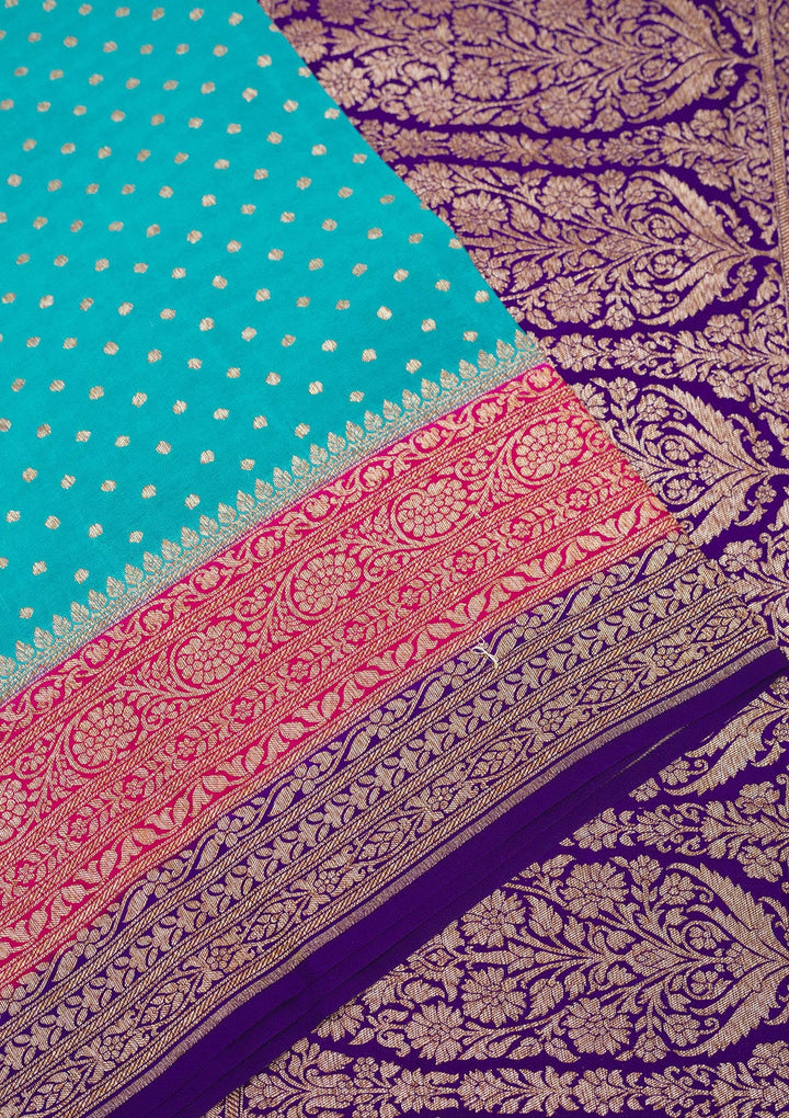 Sea Green Zariwork Pure Silk Saree