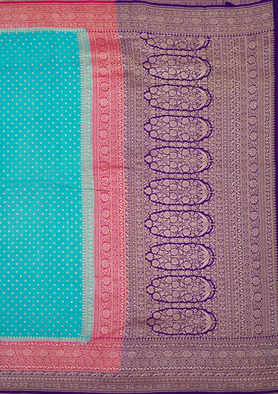 Sea Green Zariwork Pure Silk Saree