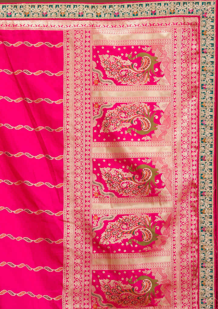 Sea Green Zariwork Banarasi Readymade Lehenga-Koskii