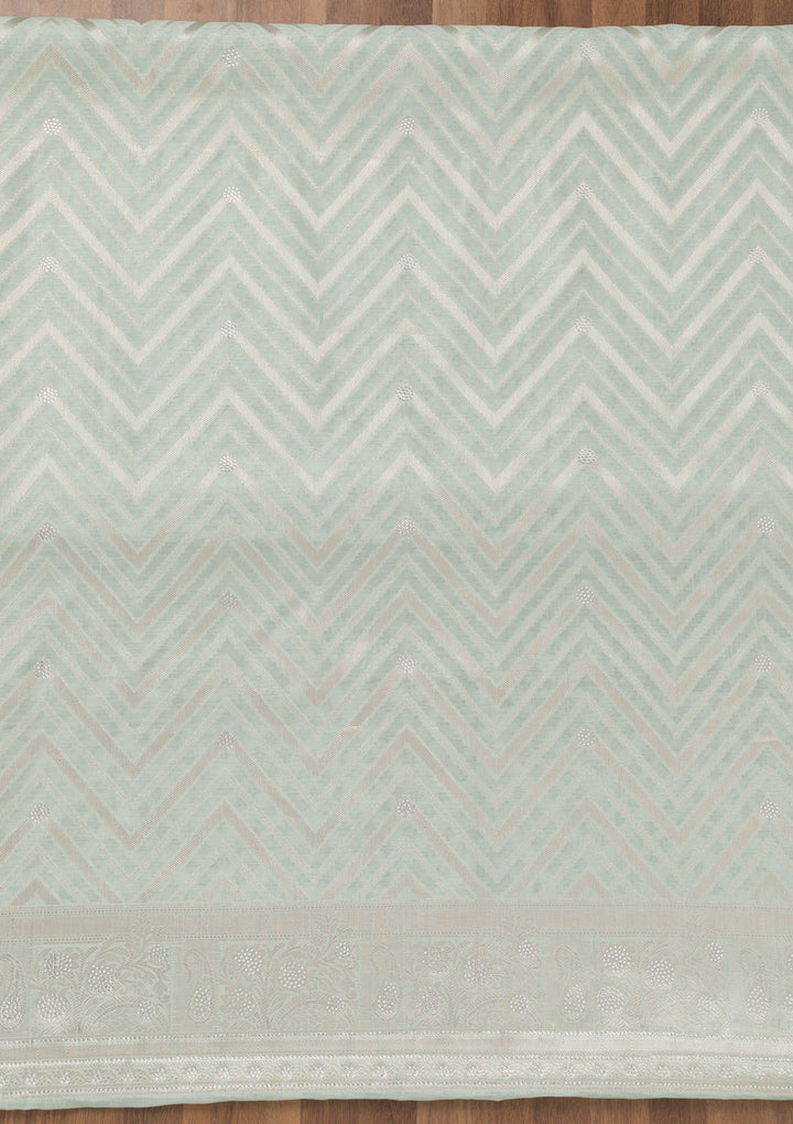 Sea Green Zariwork Banarasi Unstitched Salwar Suit-Koskii